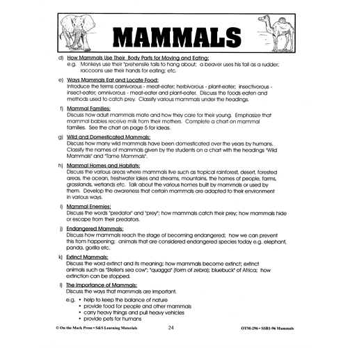 LIVES OF MAMMALS / MAMMALS (GRADE 3-4)