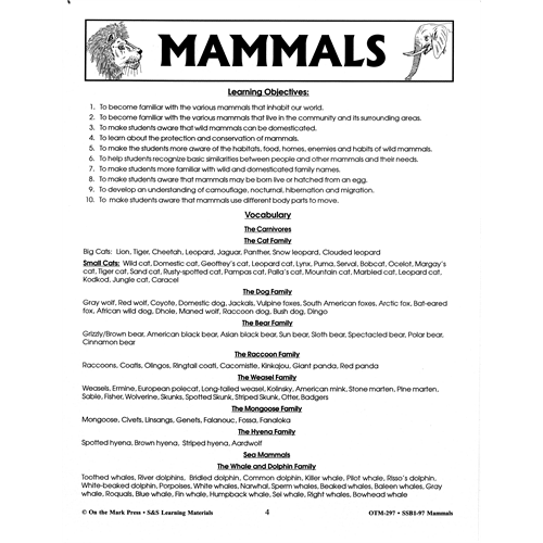 LIVES OF MAMMALS / MAMMALS (GRADE 5-6)